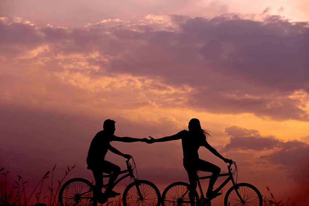 Rider setting off on a rented bike