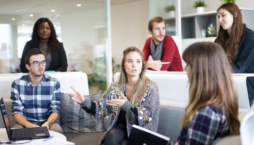 Team collaborating in the office