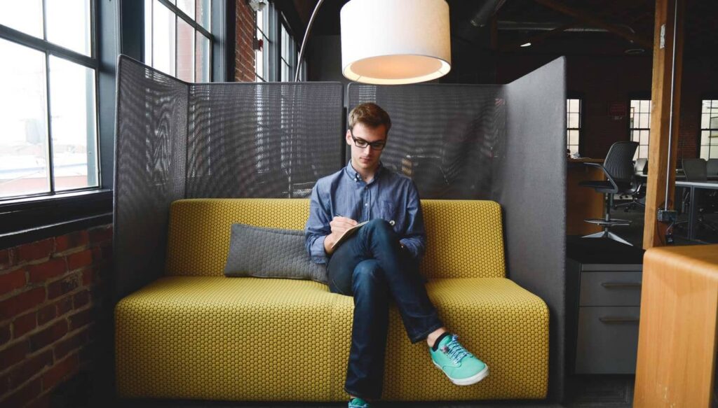 Bright modern workspace interior