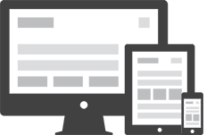 Responsive layout shown across desktop, tablet and mobile
