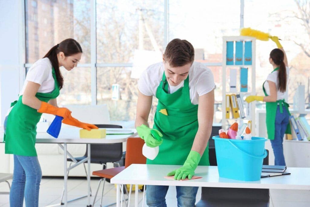 Professional cleaner at work