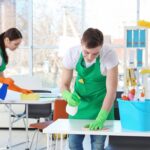 Professional cleaner at work