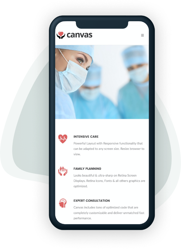Care app open on a smartphone