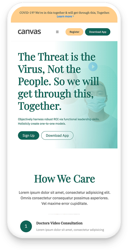Care mobile app on iPhone