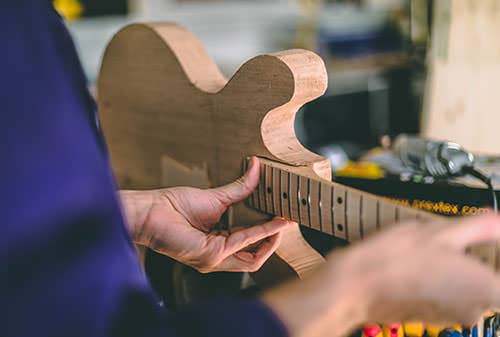 Hand-crafted wooden acoustic guitar