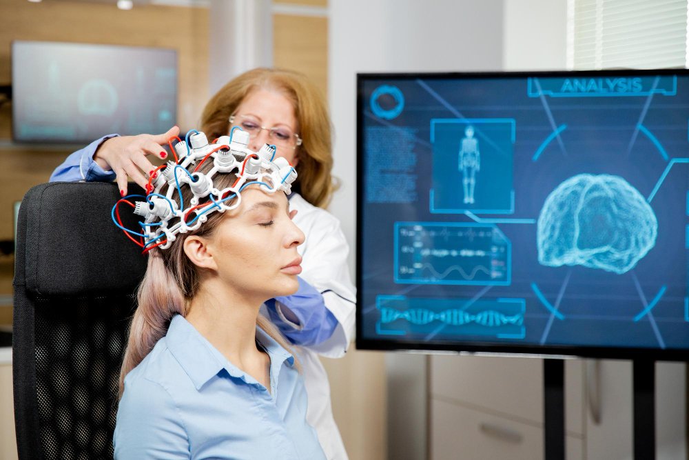 Neurologist reviewing a brain scan