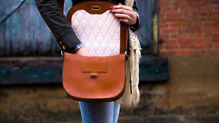 Tan leather saddle bag