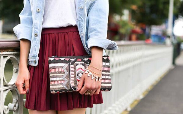 Handmade patterned clutch