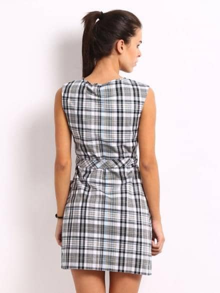 Checked shift dress from the back