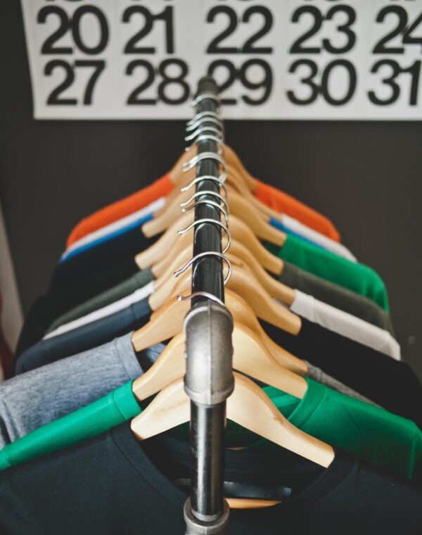 Shirts hanging on a rail