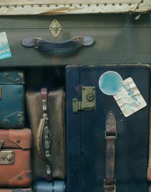 Stacked vintage travel cases