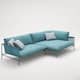 Blue sofa for dining room in cart