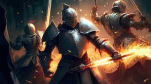 In-game scene: ruined citadel