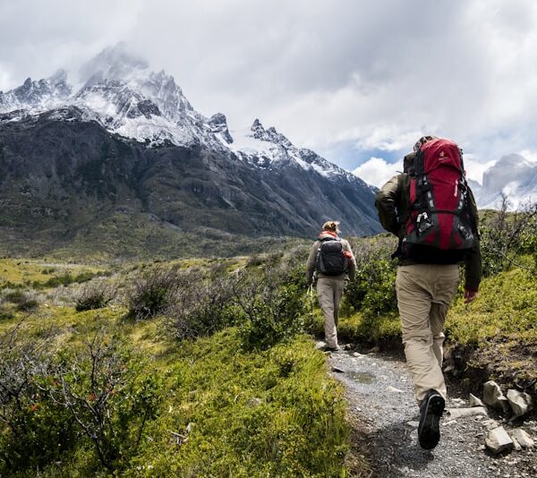 Hiking trail winding through mountain landscape