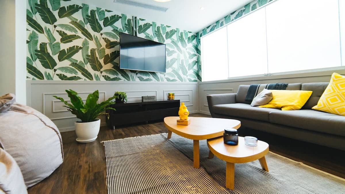 Evening ambient lighting in living room