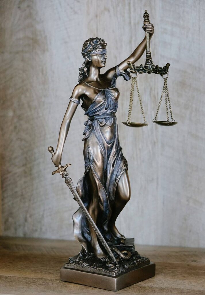 Lady Justice statue holding scales