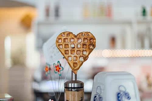 Heart shape cornbread waffles