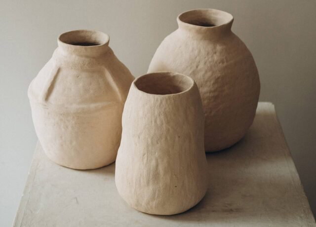 Brown clay table jar collection