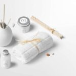 Spa products arranged on a stone tray